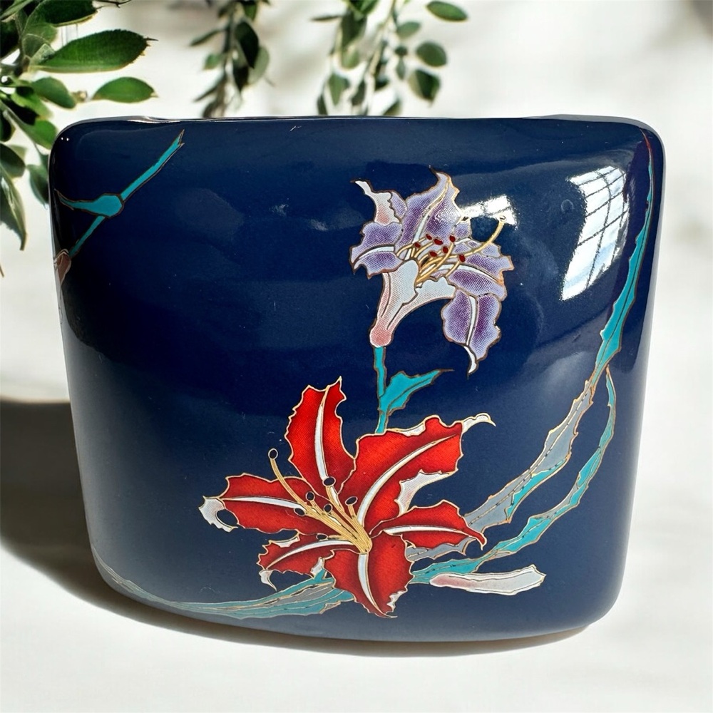 Vintage Toyo Japan Square Vase – Dark Teal Perfection